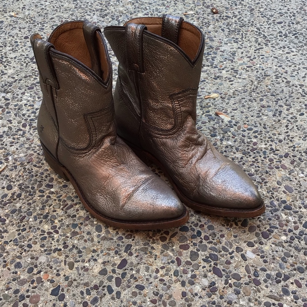 Frye Womens 8.5 Metallic Billy Short Cowboy Boots